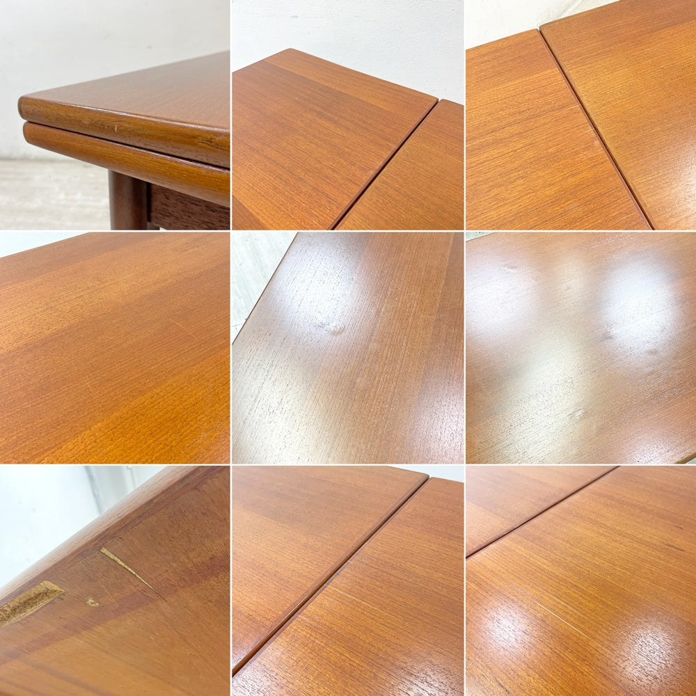 デンマークビンテージ Danish Vintage エクステンション EX ダイニングテーブル W120-212cm チーク材 伸長式 ドローリーフ式 北欧家具 ●