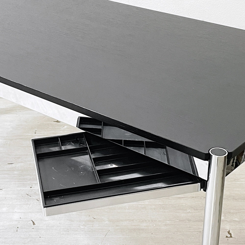 ユーエスエムハラー USMハラー USM Haller モジュラーファニチャー ハラーテーブル ワークデスク W175×D75cm オーク材 ブラック ペントレイ＆ケーブルガイド付き ●