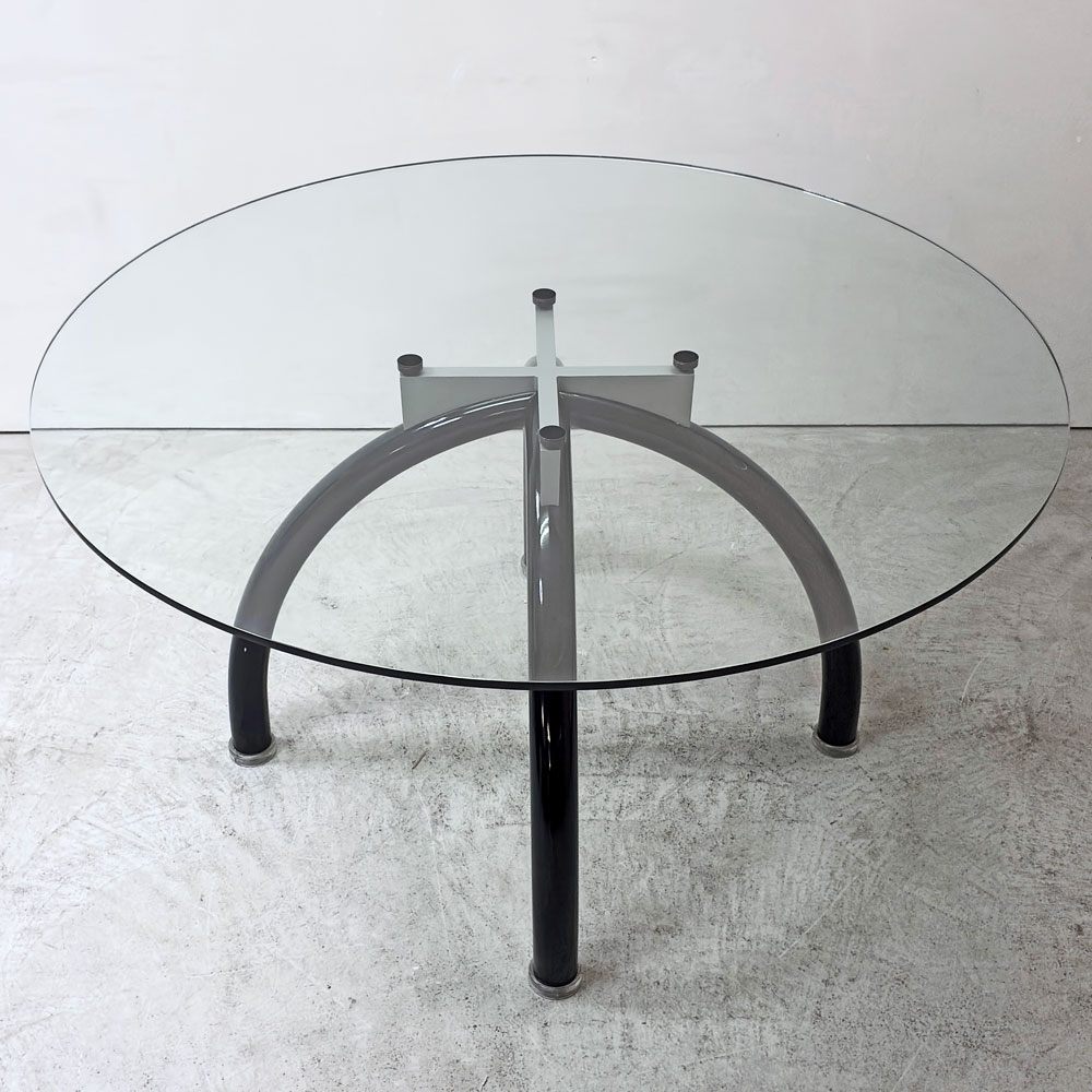 ノル Knoll スパイダー Spider Table ラウンドテーブル ガラストップ Φ135cm エットレ・ソットサス ポストモダン イタリア ●
