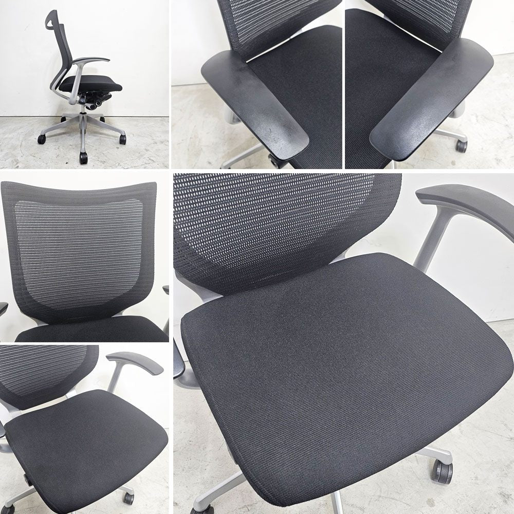 オカムラ OKAMURA バロンチェア Baron ローバック デスクチェア リクライニング機能 前後スライド デザインアーム ブラックカラー ジョルジェット・ジウジアーロ ●