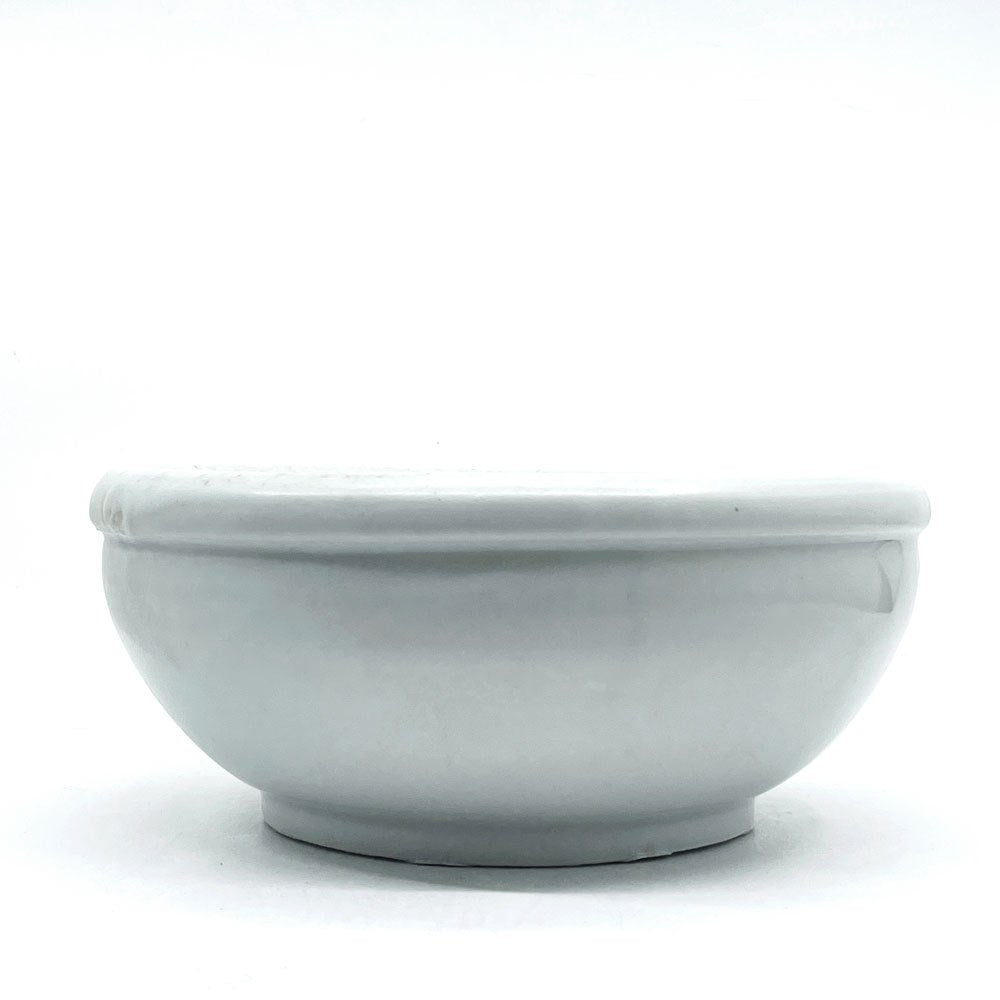 壷田和宏・亜矢 白磁 玉縁大鉢 Φ22.5x9.5cm 現代作家 ●