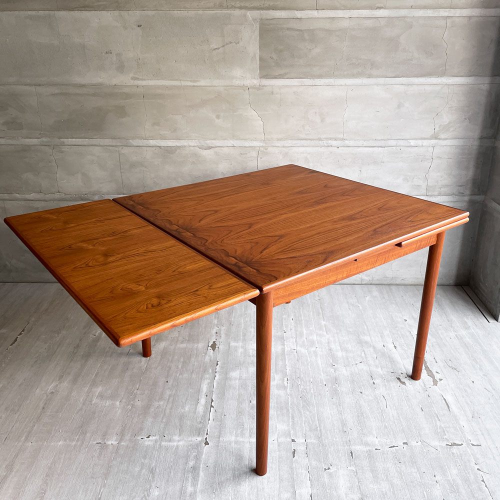 北欧ビンテージ Scandinavian vintage チーク材 エクステンション EX ダイニングテーブル 伸長式 ブックマッチ モダン 北欧家具 ♪