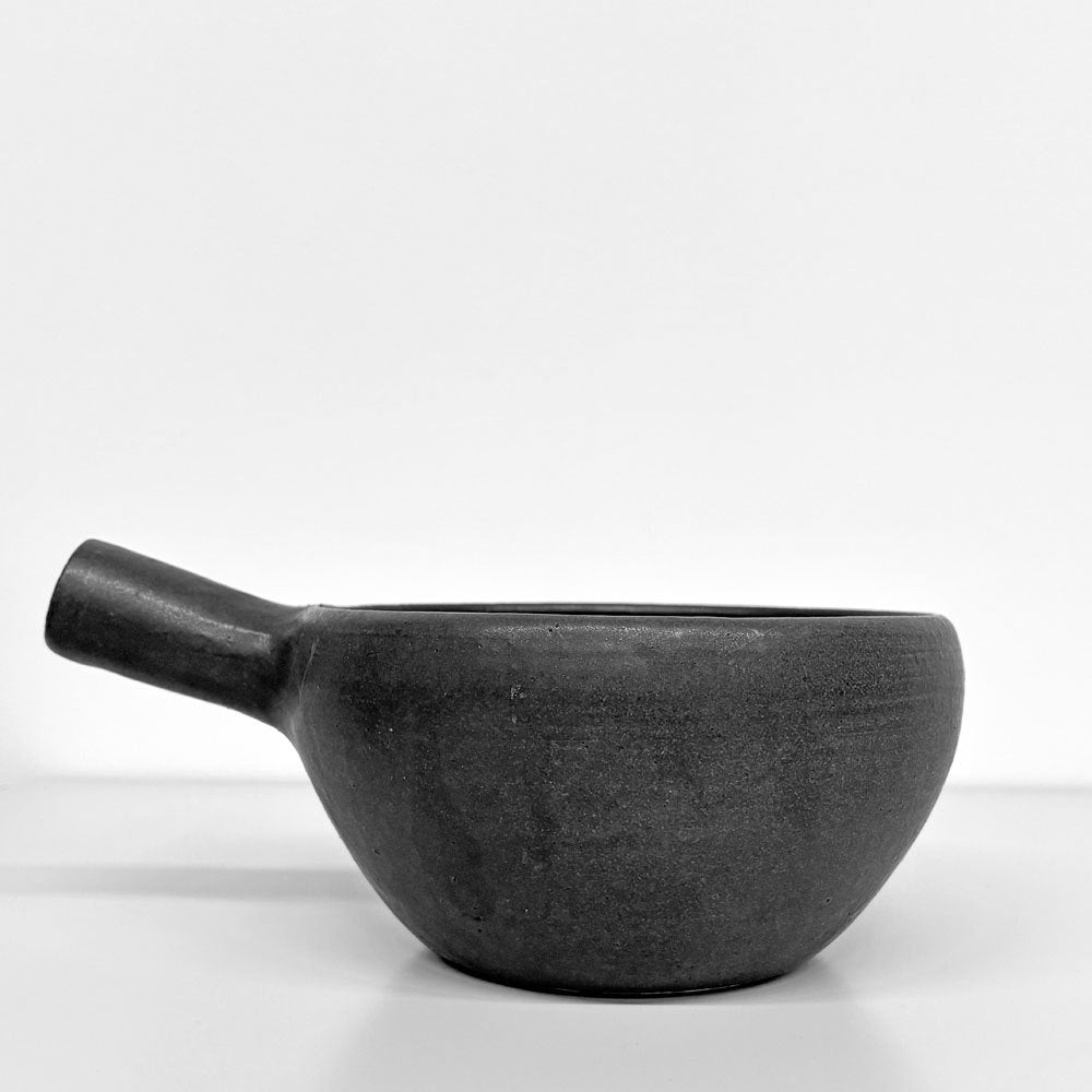 正島克哉 Katsuya Shoujima 片手土鍋 中 黒 全幅16cm 直火可 工房正島 現代作家 B ◎