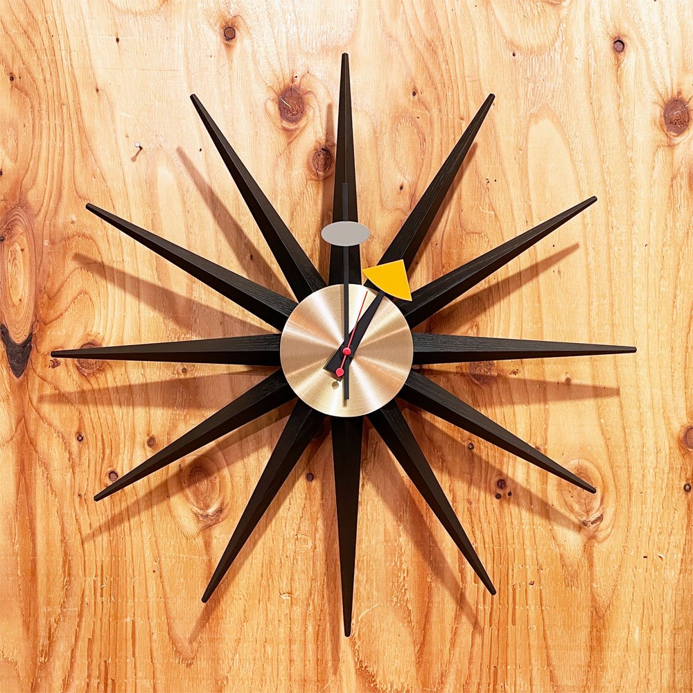 ヴィトラ vitra サンバーストクロック sunburst clock 壁掛け時計 ウォールクロック ブラック×ブラス ジョージ・ネルソン ミッドセンチュリー 未使用品 ■