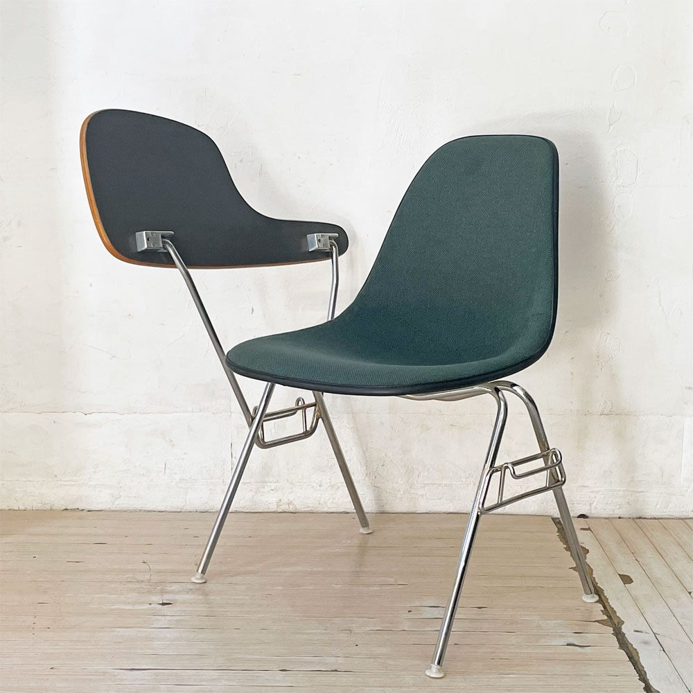ハーマンミラー Herman Miller サイドシェルチェア セカンド 2nd ビンテージ アプホルスター スクールベース スタッキングベース 肘掛けテーブル付 イームズ ミッドセンチュリー C ★