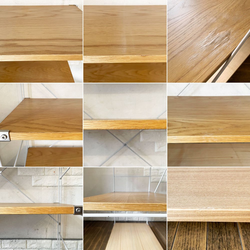 無印良品 MUJI スチールユニットシェルフ 4段 オーク材×3+タモ材棚板 W84cm オープンシェルフ 収納棚 合計定価約￥24,930- ◎