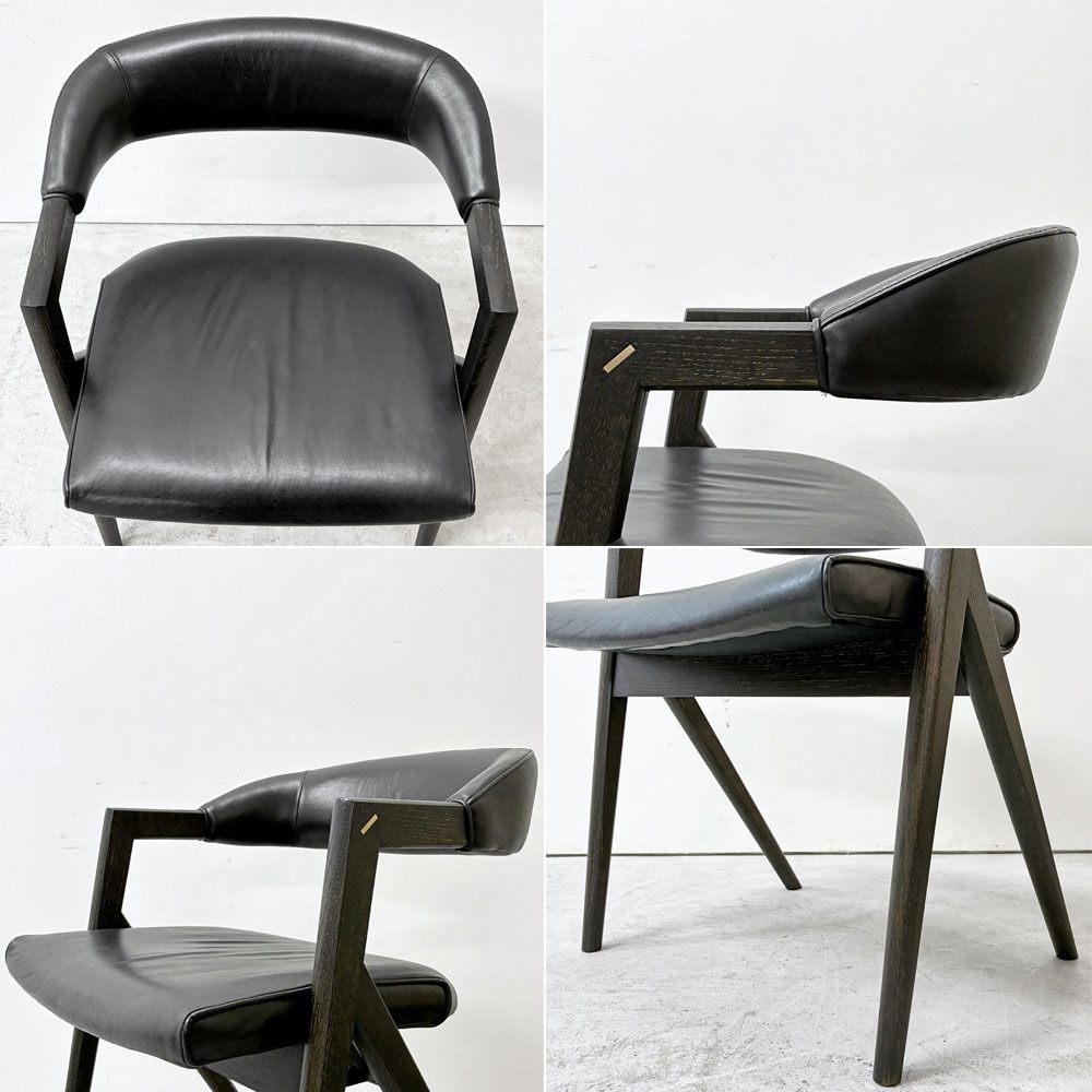 スクエアルーツ SQUARE ROOTS ランナチェア LANNA CHAIR ダイニングチェア アームチェア オーク材×牛革 レザー 参考価格￥77,000- B ●