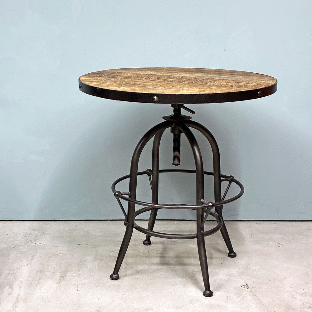 クラッシュゲート CRASH GATE ノットアンティークス Knot antiques バッカス BACCHUS サークルテーブル Φ65 昇降式 ニレ古材 アイアン ◎