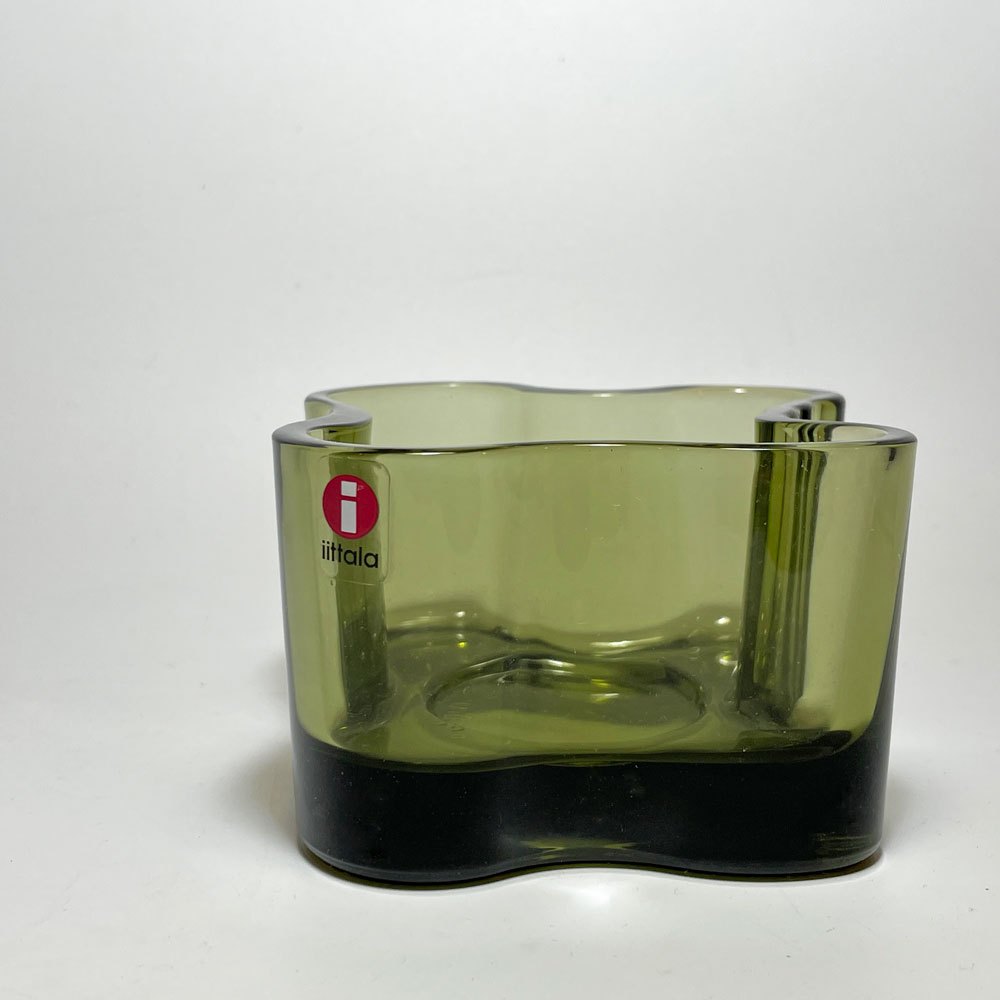 イッタラ iittala アルヴァ・アアルトコレクション Alvar Aalto Collection キャンドルホルダー 55mm モスグリーン 箱付 廃番 北欧雑貨 B ★