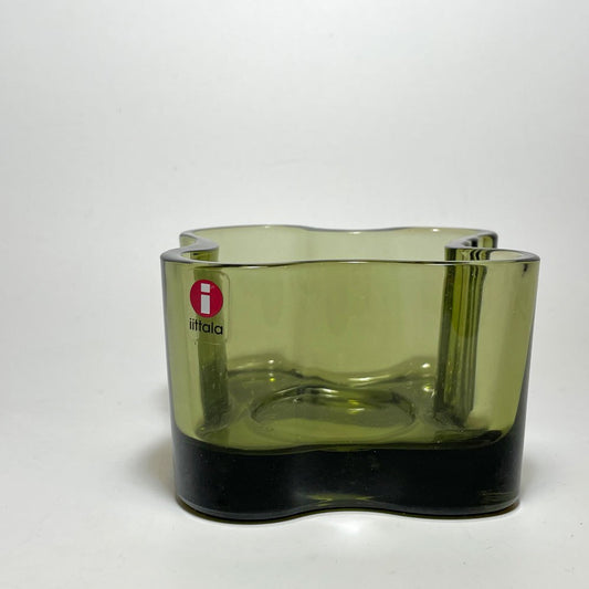イッタラ iittala アルヴァ・アアルトコレクション Alvar Aalto Collection キャンドルホルダー 55mm モスグリーン 箱付 廃番 北欧雑貨 B ★