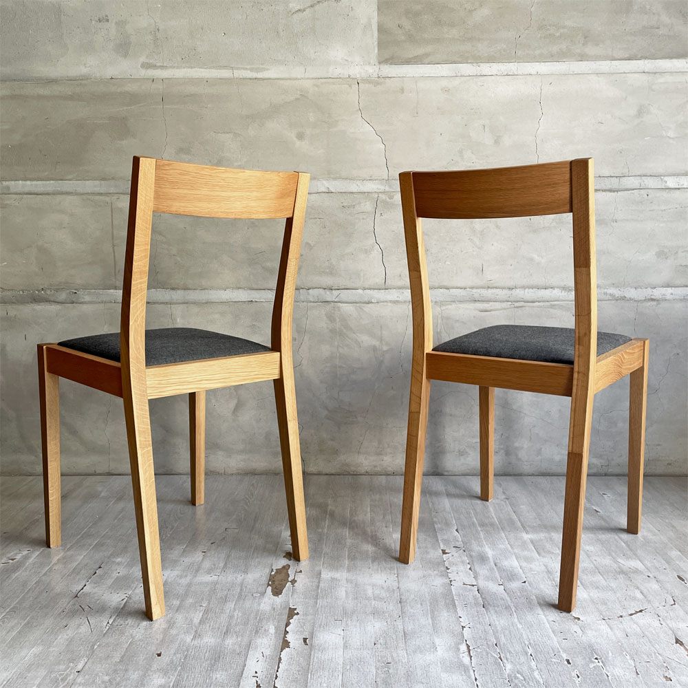 無印良品 MUJI オーク材 ダイニングチェア ファブリックシート シンプルデザイン 2脚セット 廃番 ♪