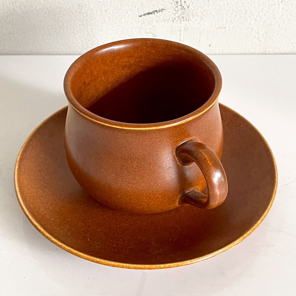 グスタフスベリ GUSTVSBERG カップ＆ソーサー リサラーソン ブラウン ビンテージ 北欧雑貨 希少 ■