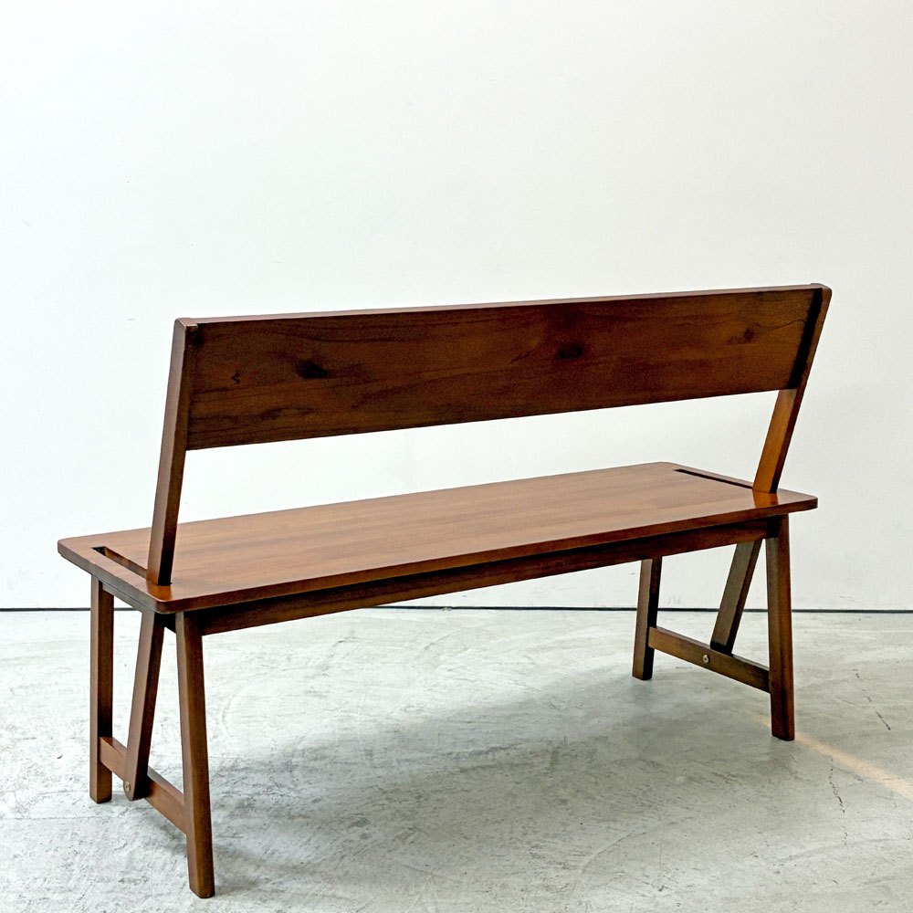 スキャンティーク SCANTEAK デュオ Duo スイベルベンチ チーク無垢材 背もたれ可動式 W120㎝ ●