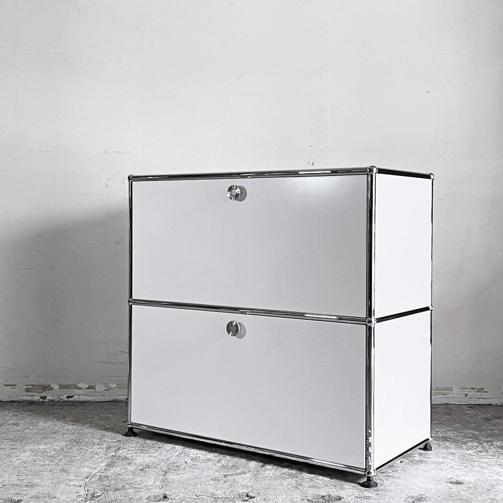 ユーエスエムハラー USMハラー USM Haller モジュラーファニチャー TVボード 1列2段 ドロップダウン x1 ドロワー x1 ピュアホワイト スイス ■