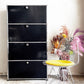 ユーエスエムハラー USM Haller モジュラーファニチャー Modular Furniture 1列4段 キャビネット シェルフ グラファイトブラック 旧型取っ手 スイス ■