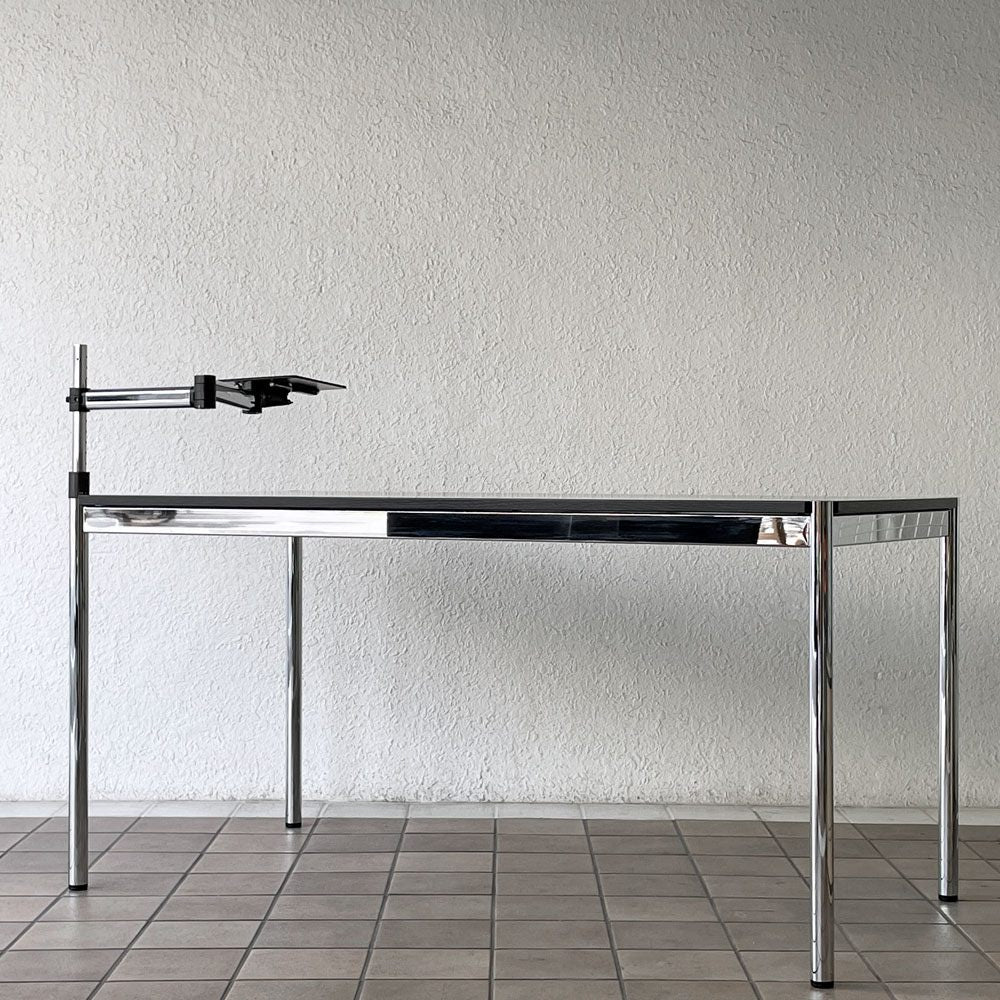 ユーエスエムハラー USMハラー USM Haller モジュラーファニチャー ハラーテーブル ワークデスク オーク材 W150cm スイングアーム付き ブラック ◇
