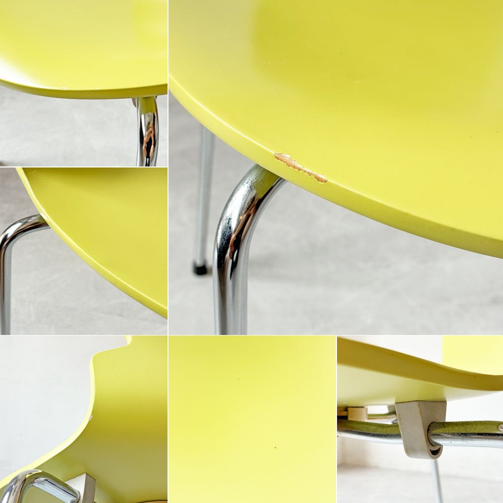 フリッツハンセン Fritz Hansen 3101 アントチェア ANT CHAIR 4本脚 ライム 廃番カラー ラッカー仕上げ 2000年製 アルネ・ヤコブセン デンマーク 北欧家具 ★