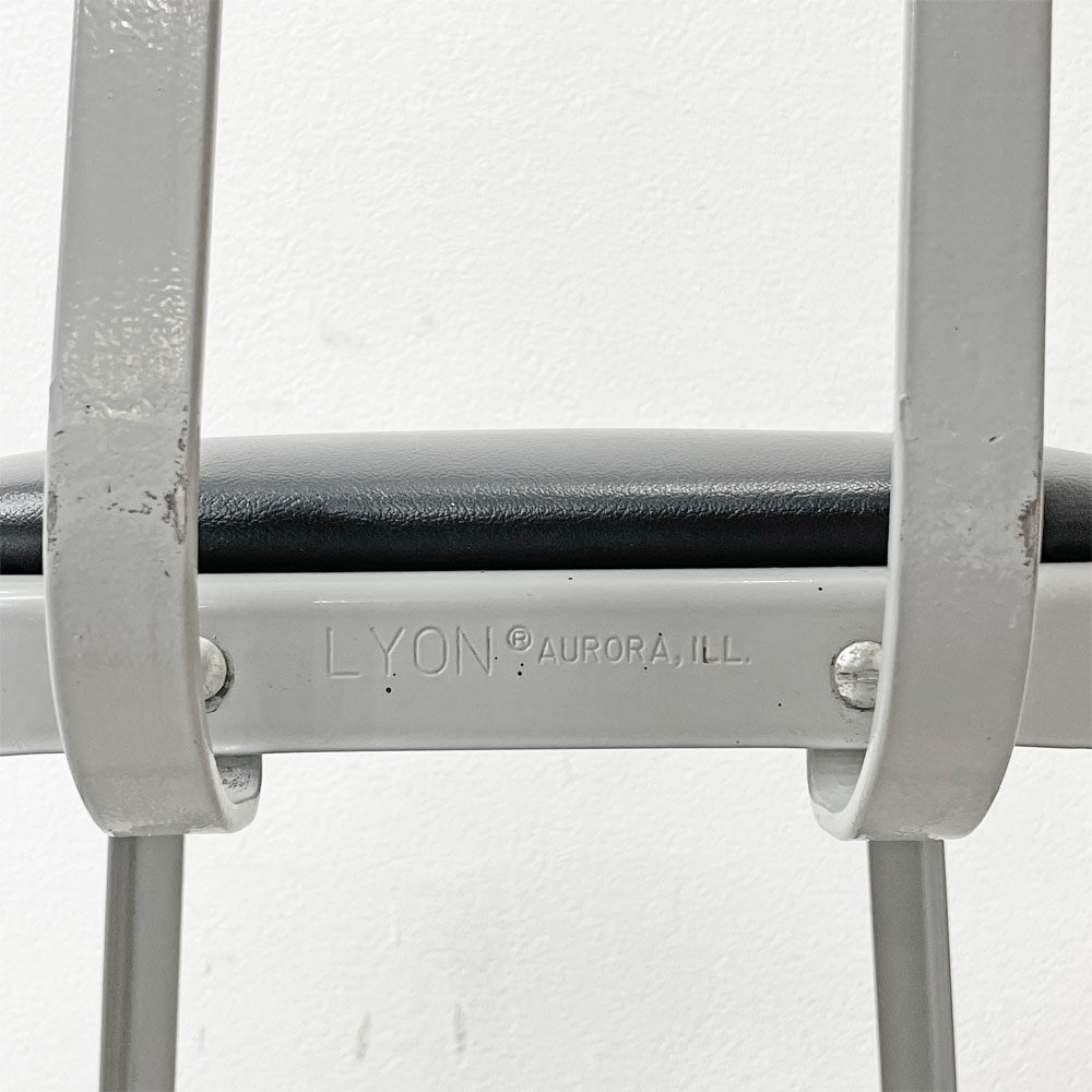 リオン LYON ファクトリー チェア FACTORY CHAIR カウンターチェア グレー バックレスト クッション PVCレザー 座面高69cm パシフィックファニチャーサービス P.F.S取り扱い E ●