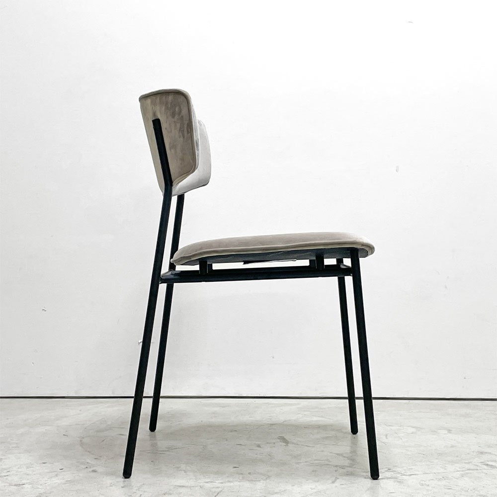カリガリス Calligaris フィフティーズ FIFTIES ダイニングチェア サンドカラー×マットブラック ファブリック ベルベット スチール脚 モダンデザイン イタリア A ●