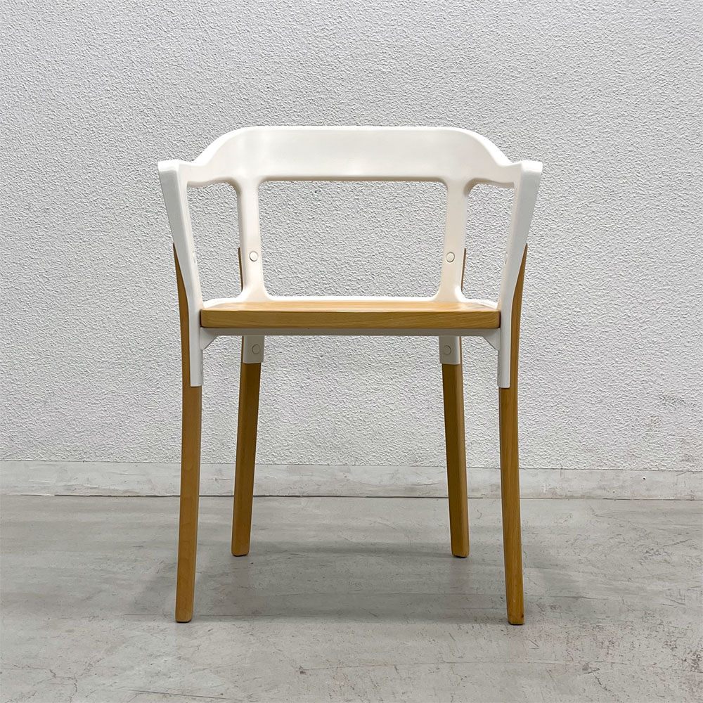 マジス MAGIS スティールウッドチェア アームチェア ホワイト × ビーチ材 ロナン & エルワン・ブルレック イタリア 〓