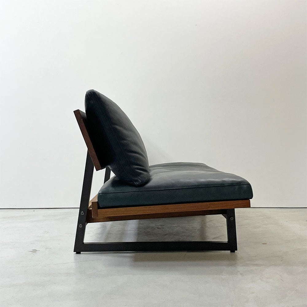 広松木工 hiromatsu フレックス FREX 168 3シーターソファ ウォールナット 本革 ブラック カバーリング 合計定価約￥633,600- ●