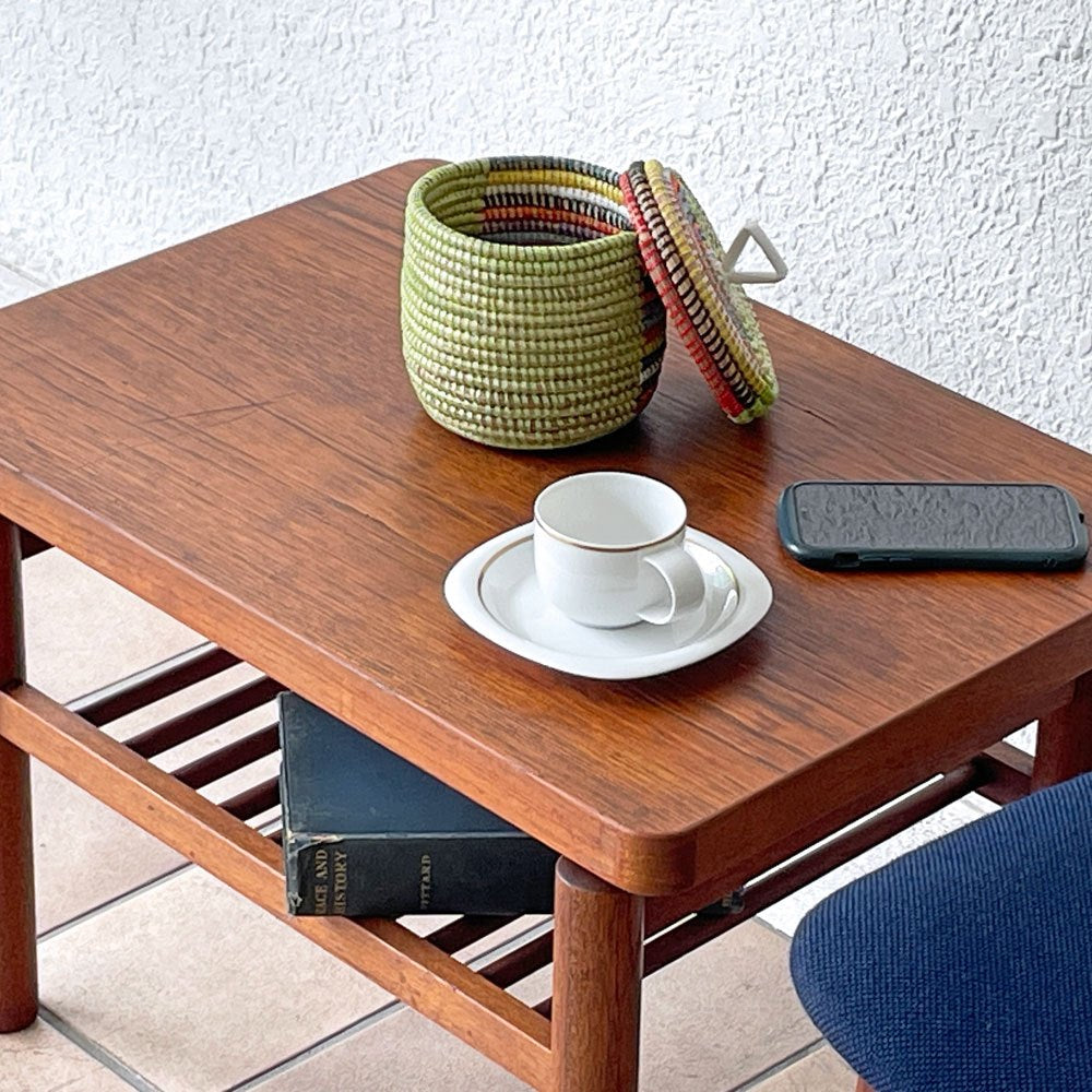 竹中家具 takenaka FURNITURE チーク材 サイドテーブル マガジンラック付 ジャパニーズモダン ミッドセンチュリー 横浜元町 ◇