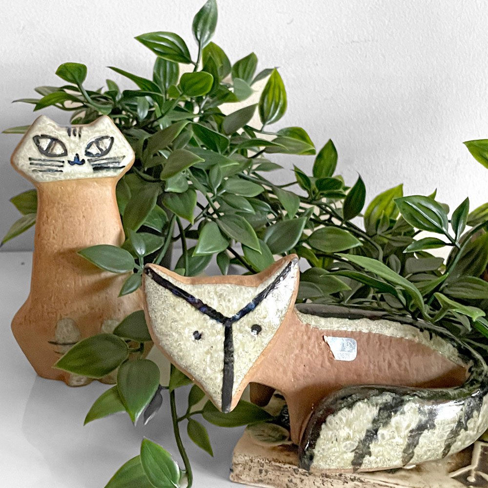 グスタフスベリ GUSTAVSBERG 小さな動物園 Lilla zoo お座りする猫 フィギュリン 置物 リサラーソン ビンテージ 北欧雑貨 ■