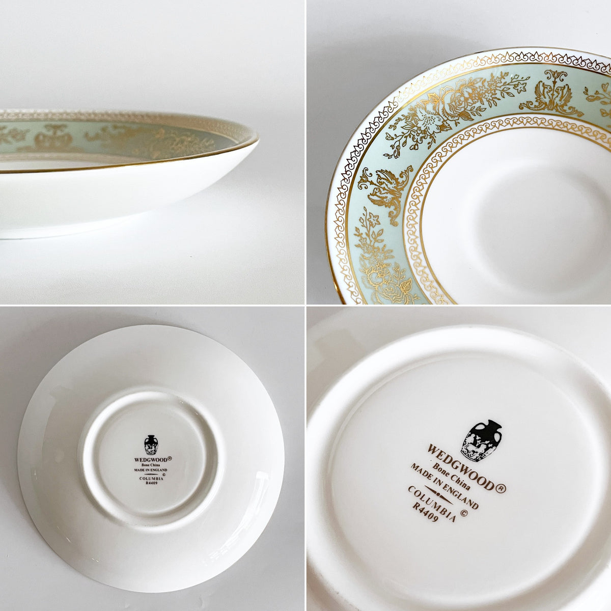 ウェッジウッド WEDGWOOD コロンビア Columbia セージグリーン ティーカップ&ソーサー C&S ボーンチャイナ 陶磁器 黒壺 イギリス ■