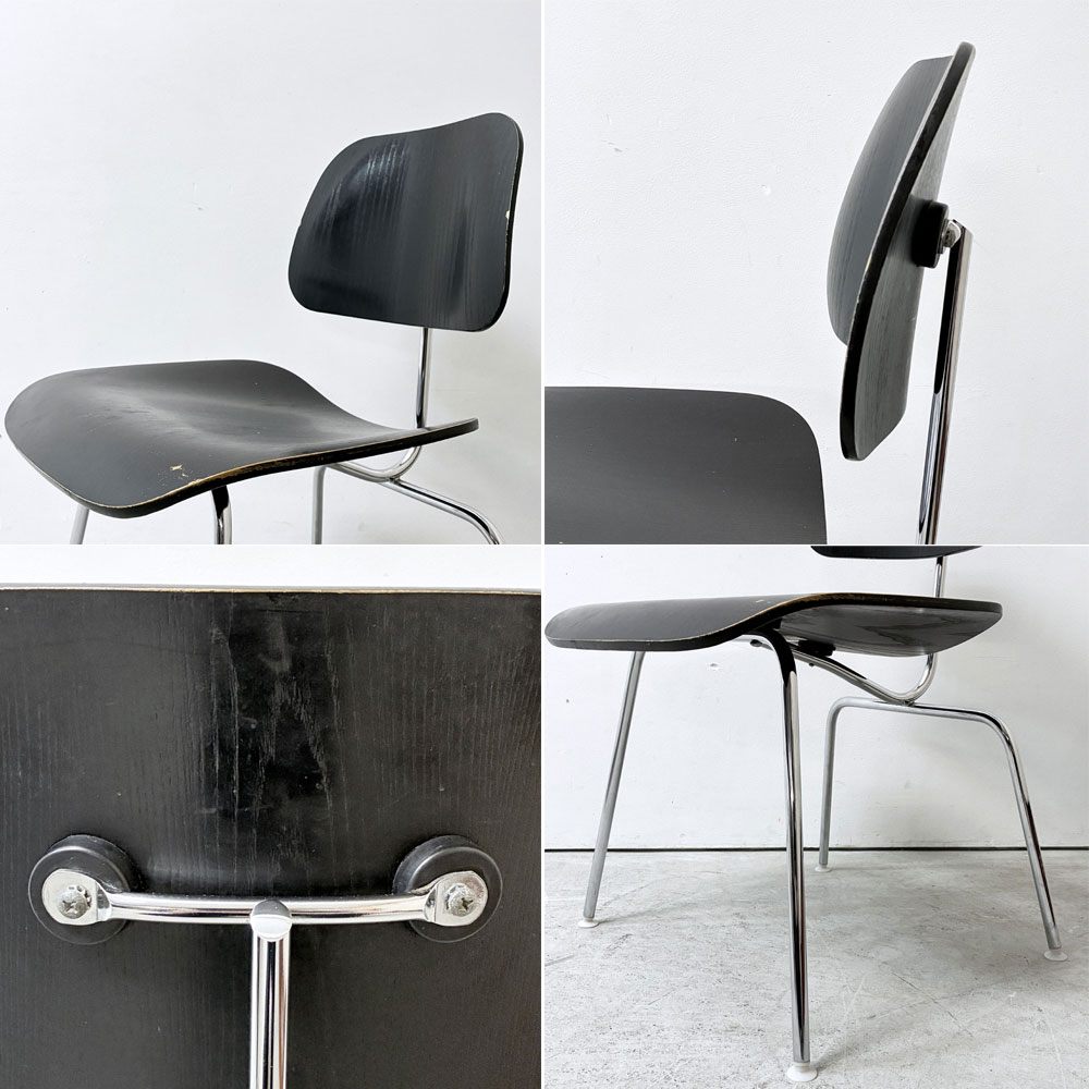 ハーマンミラー Herman Miller DCM  ダイニングチェア プライウッドチェア エボニー ブラックカラー メタルレッグ C&R イームズ ●