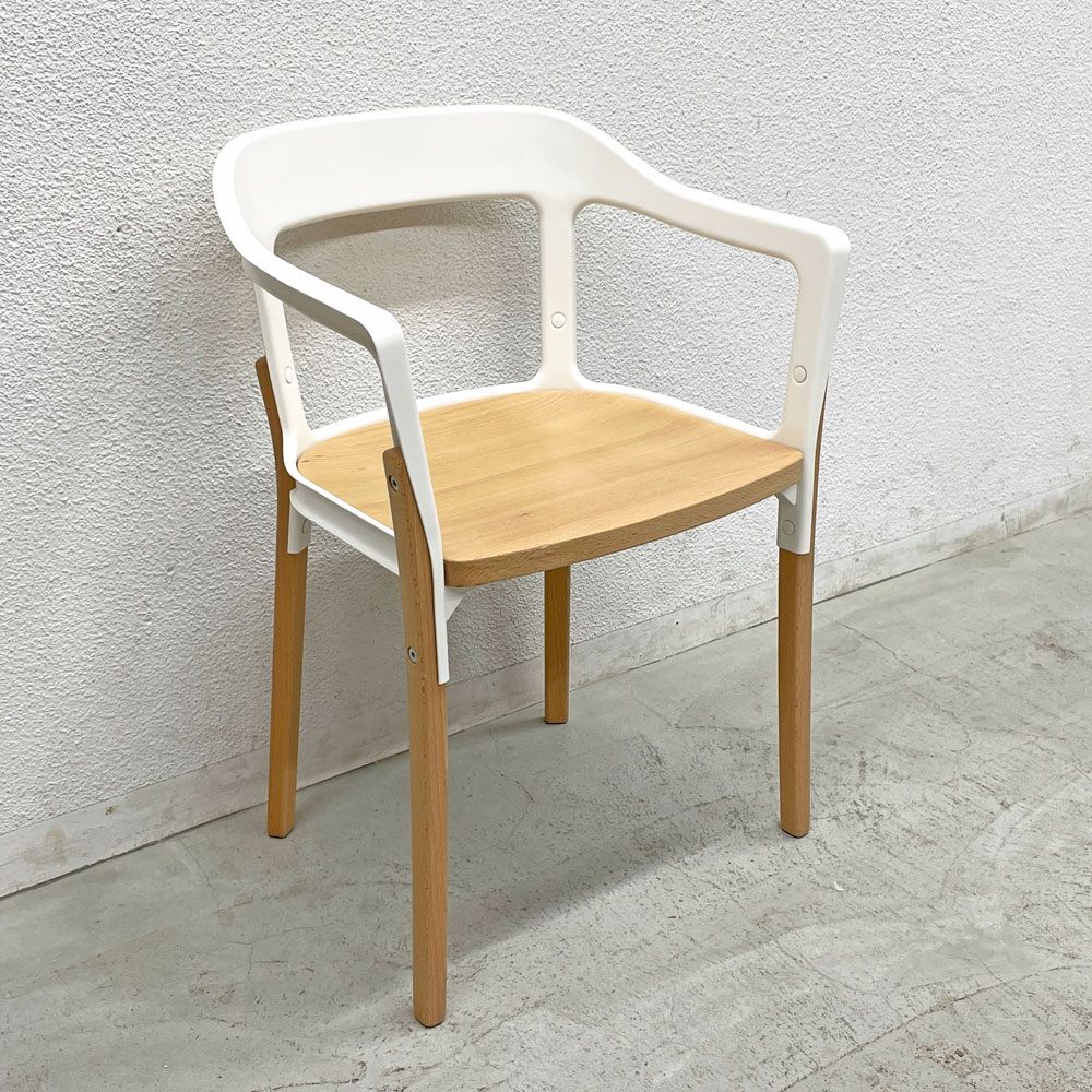 マジス MAGIS スティールウッドチェア Steelwood Chair ホワイト＆ビーチ アームチェア ロナン & エルワン・ブルレック イタリア B 〓
