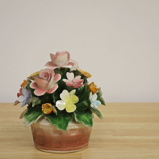 カポディモンテ CAPODIMONTE 陶花 フラワー オブジェ H11.3cm イタリア B ◎