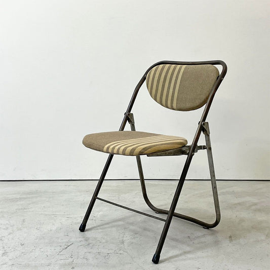 ナンセンス non sense リメイク ヴィンテージ フォールディングチェア パイプ椅子 ストライプファブリック ●