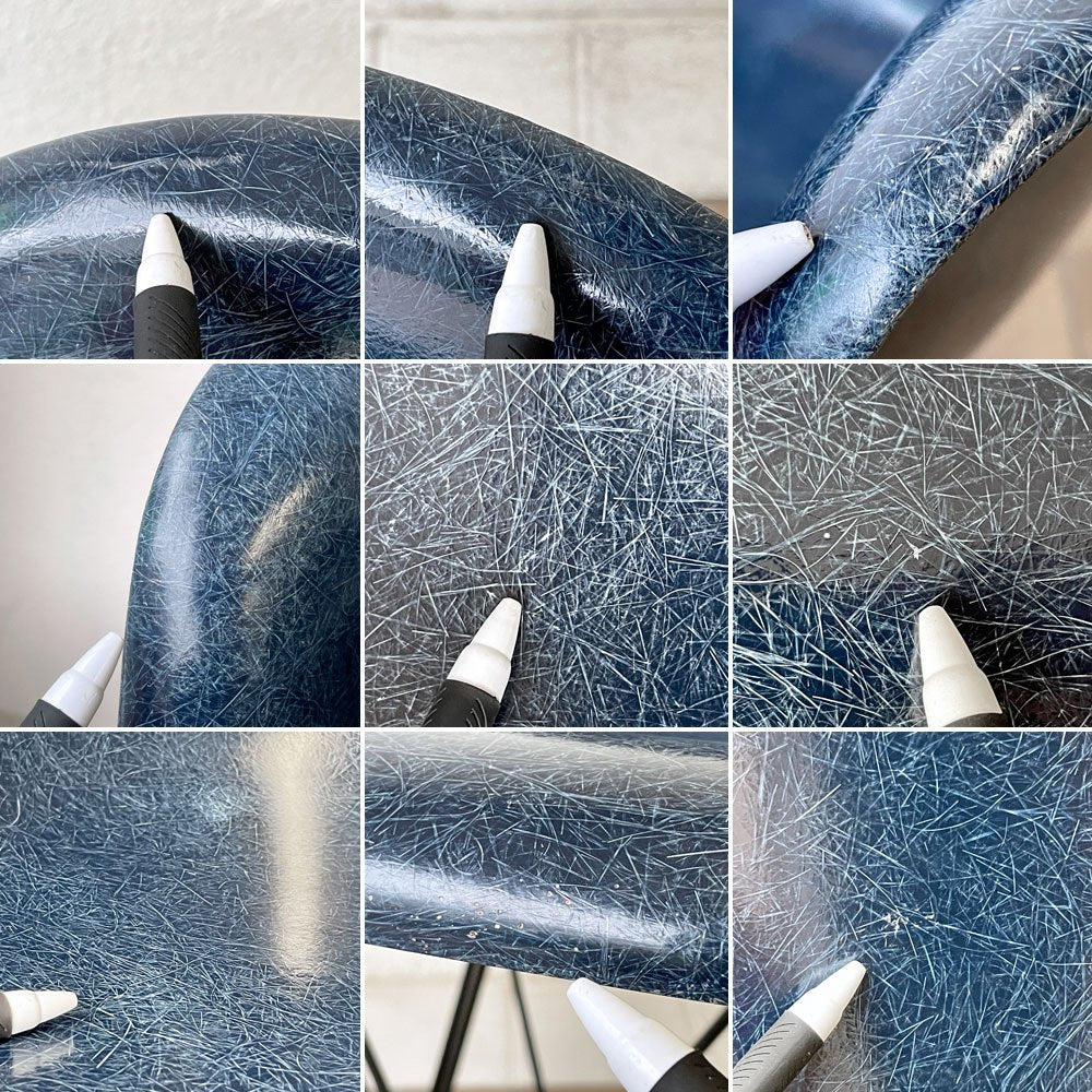 ハーマンミラー Herman Miller アームシェルチェア セカンド 2nd ビンテージ FRP製 ネイビー エッフェルベース C&R イームズ ミッドセンチュリー ◇