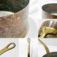 ビンテージ コッパー 片手鍋  vintage copper pan ソースパン 銅鍋 真鍮ハンドル 20cm フラワーベース フランス ブロカント  ●