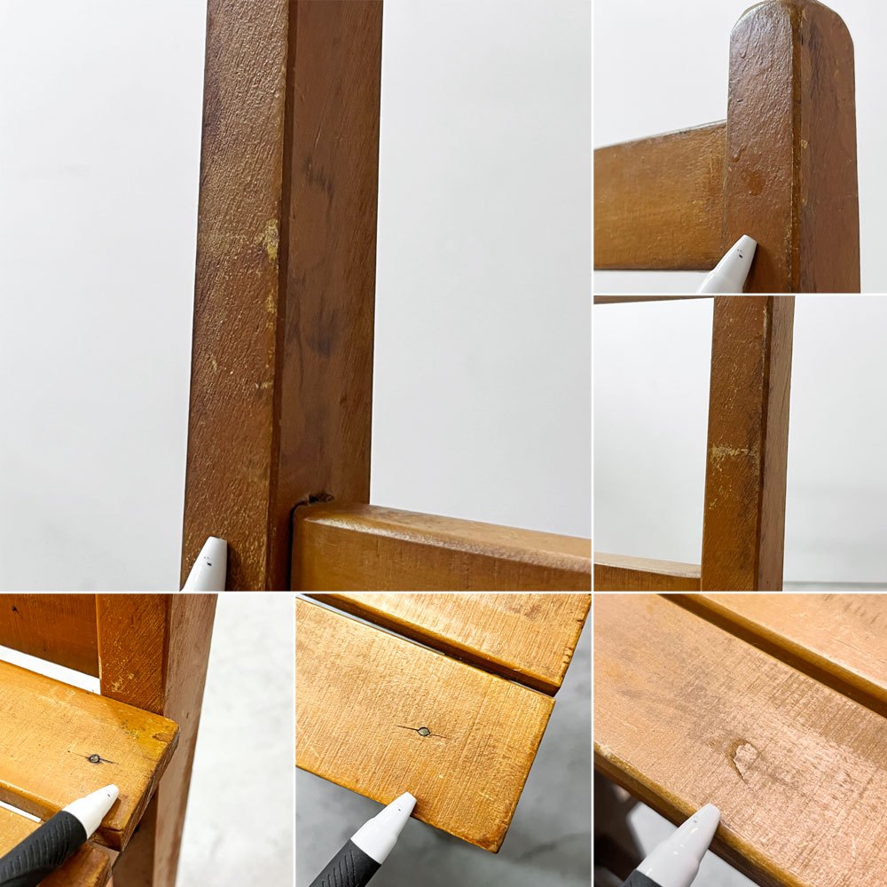 ビンテージ Vintage 木製 ダイニングチェア ラダーバック 板座 カントリースタイル A ●