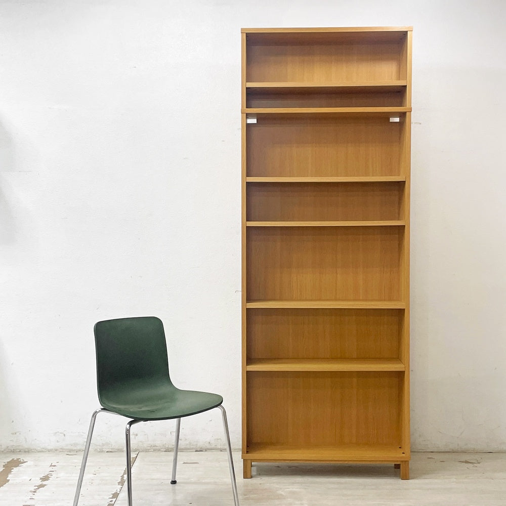 無印良品 MUJI オーク材 薄型ラック ワイド大 追加棚付き W80×D22×H213cm 7段 本棚 ブックシェルフ 廃番 参考定価38,890円 ●