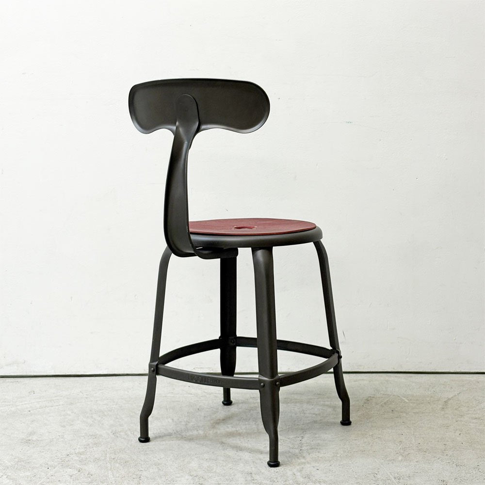 フェールトラヴァイユ FER TRAVAIL ニコルチェア NICOLLE Chair SH45cm ダイニングチェア スチール マットクリア仕上げ 別注モデル レザーパッド付 レッド インダストリアル フランス ●