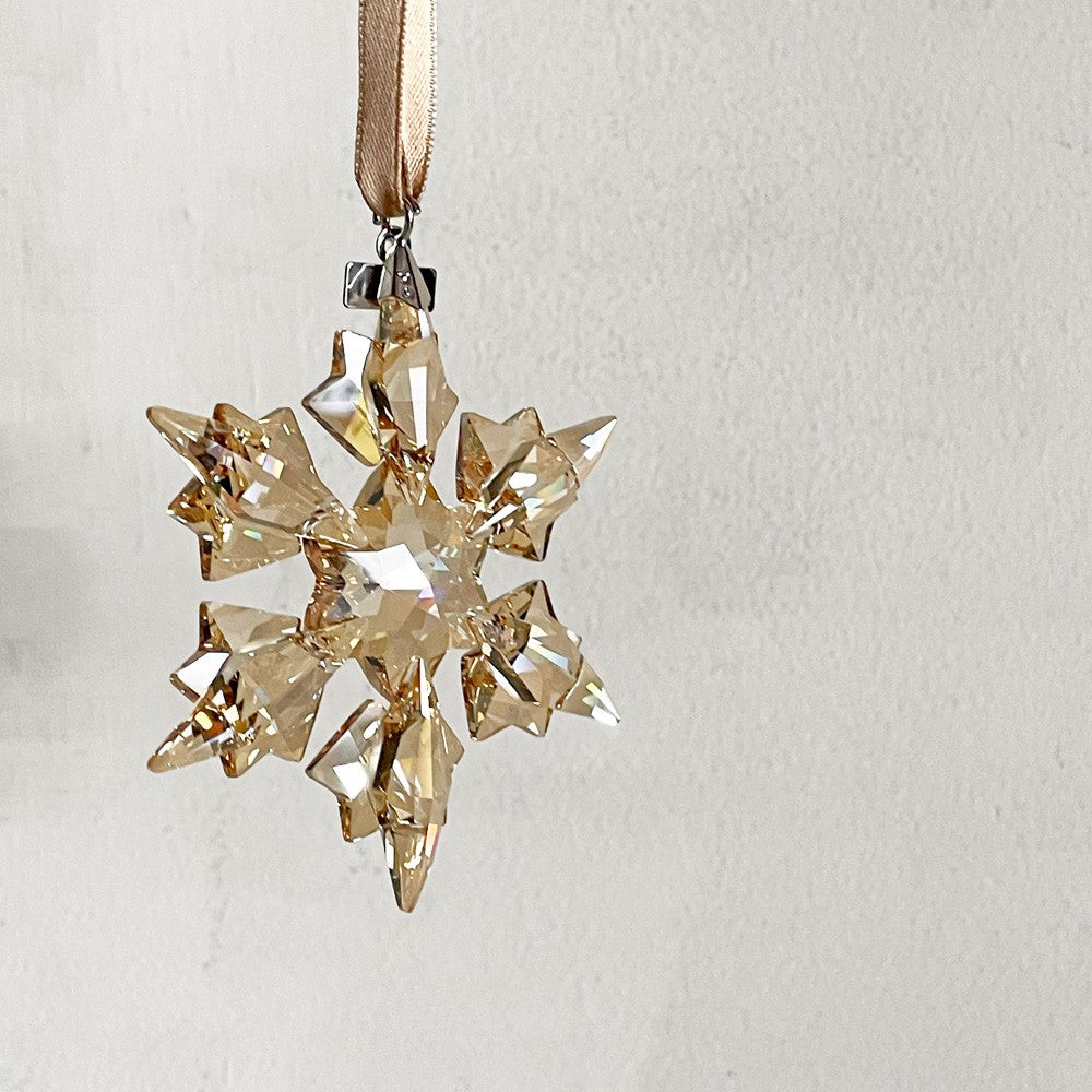 スワロフスキー SWAROVSKI クリスマスオーナメント SCS会員限定 2010年 ゴールデンシャドウ 結晶モチーフ クリスタル 箱付き ■