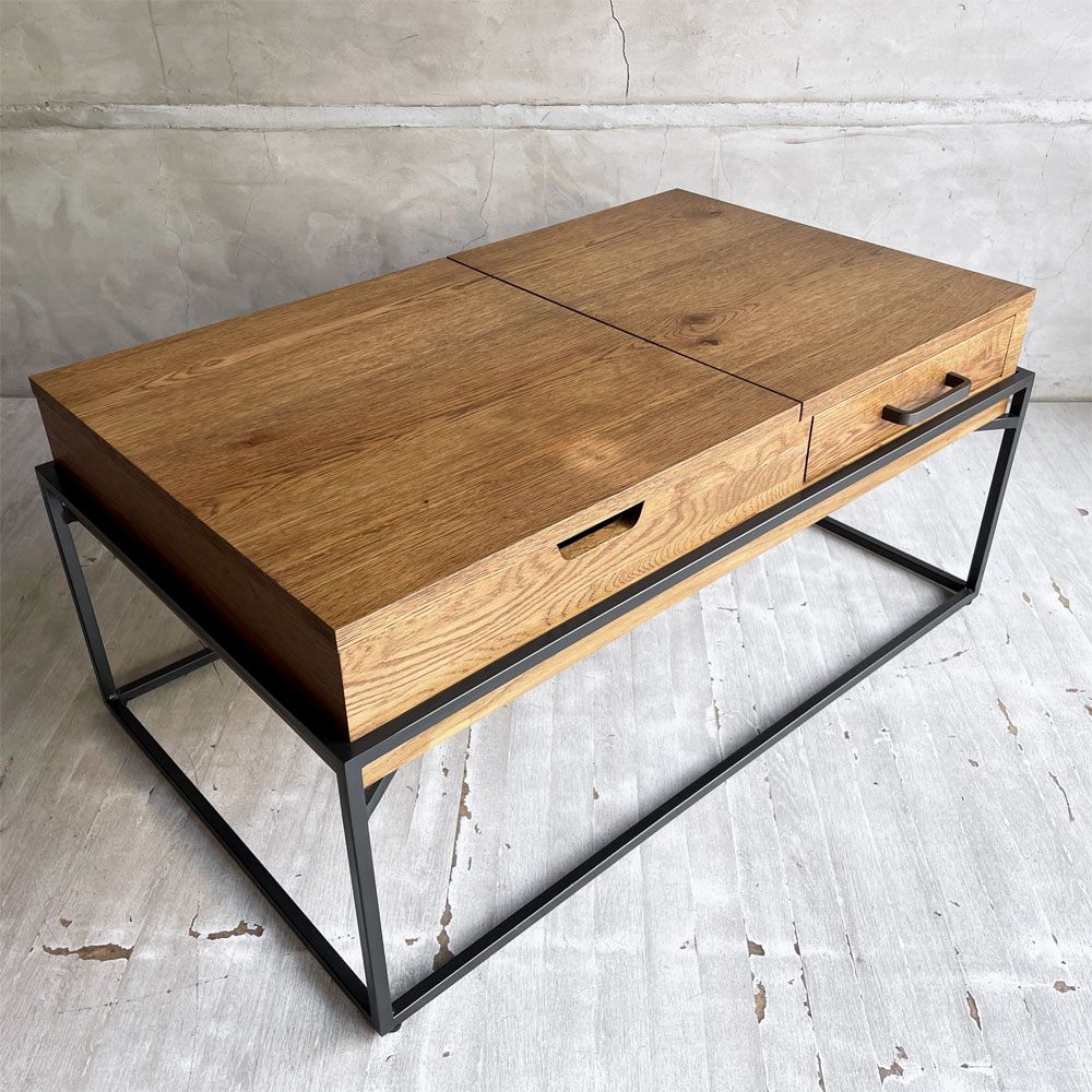 クラッシュゲート CRASH GATE イージーライフ Easy Life ロージー ROSY コーヒーテーブル ローテーブル リフトアップテーブル オーク材 スチール脚 定価¥71,500- ♪