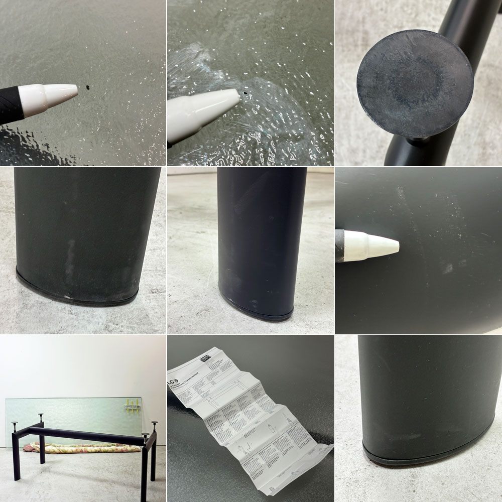 カッシーナ Cassina ル・コルビジェ LC6 ダイニングテーブル ターブル テューブ ダヴィオン テーブル 6 TABLE TUBE D’AVION テクスチャーガラス天板 ブラック ●