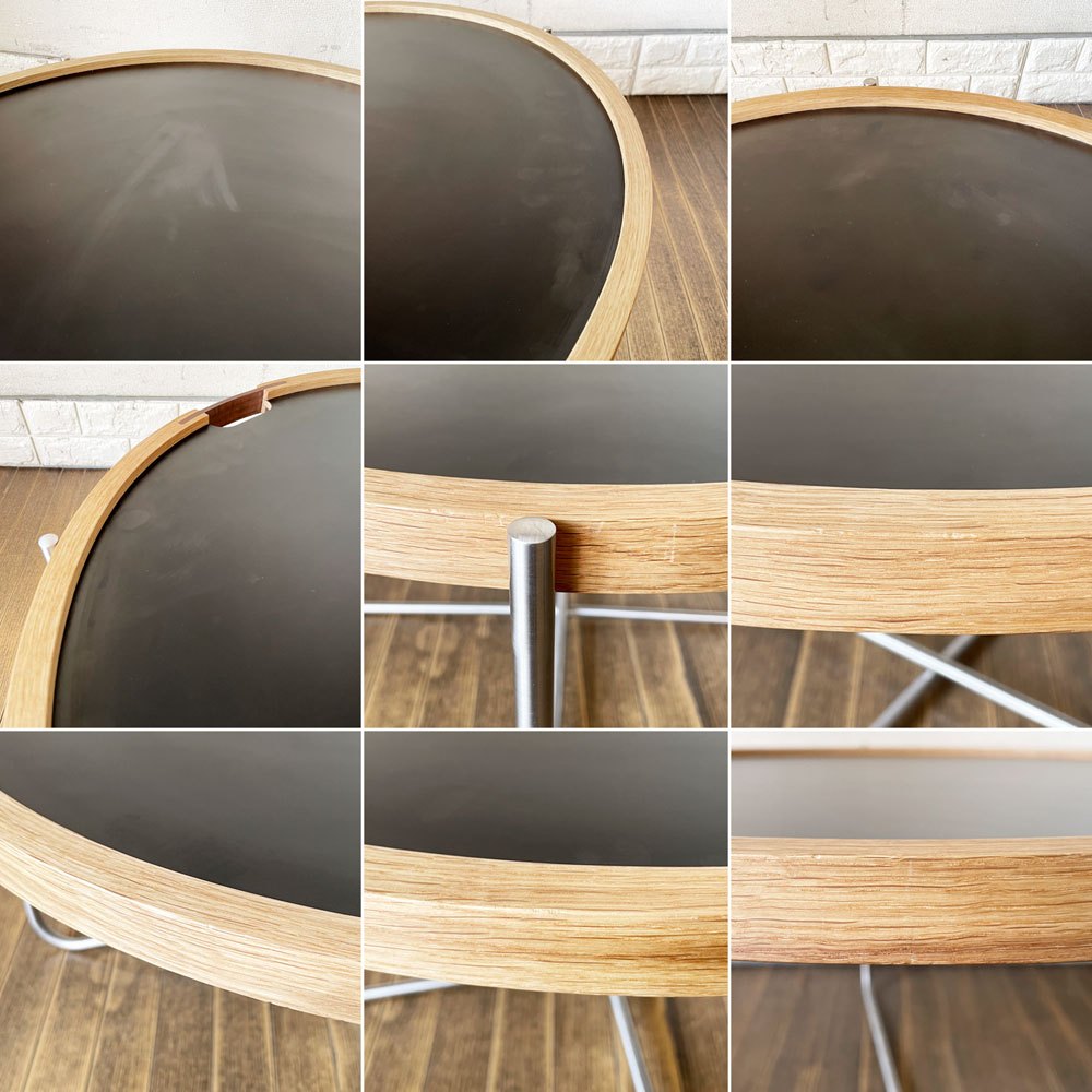 カールハンセン＆サン Carl Hansen & Son CH417 トレイテーブル ホワイト×ブラックラミネート スチールフレーム Φ65cm 折りたたみ ハンス・J・ウェグナー 廃番 ◎