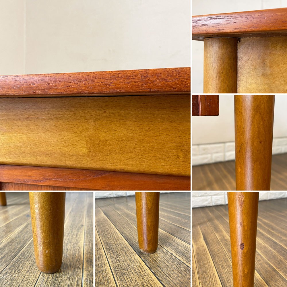 北欧ビンテージ Scandinavian Vintage チーク材 ビーチ材 デスク 片袖机 スライド式 デンマーク 北欧家具 鍵欠品 ◎
