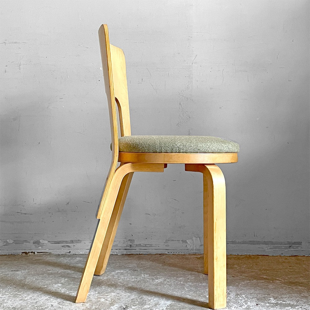 アルテック artek チェア66 CHAIR66 ダイニングチェア ナチュラルラッカー バーチ材 ファブリックシート アルヴァ・アアルト フィンランド 北欧家具 ビンテージ B ■