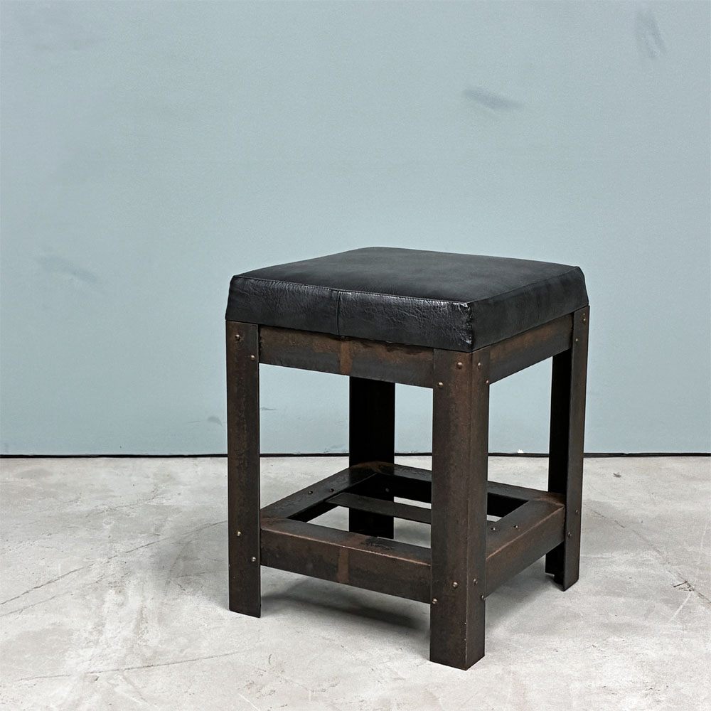 イデー IDEE アイアン スツール  IRON STOOL レザー 焼鋼 店舗什器 インダストリアルデザイン 特注品 B ◎