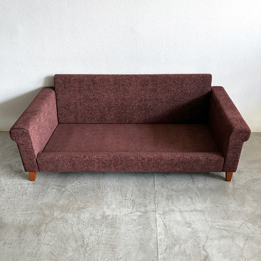 トラックファニチャー TRUCK FURNITURE FK ソファ 3シーター W204cm ウォールナット無垢材 × イタリア製 生地 褐色系 参考価格約55万円の品 〓