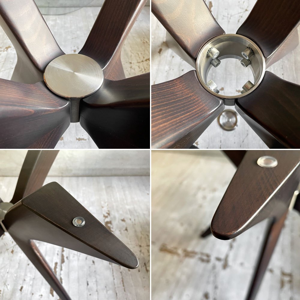 カリガリス Calligaris トーキョー Tokyo ラウンドテーブル ダイニングテーブル クリアガラス  ビーチ材 ヴェンゲカラー  Φ110cm 廃番サイズ ♪