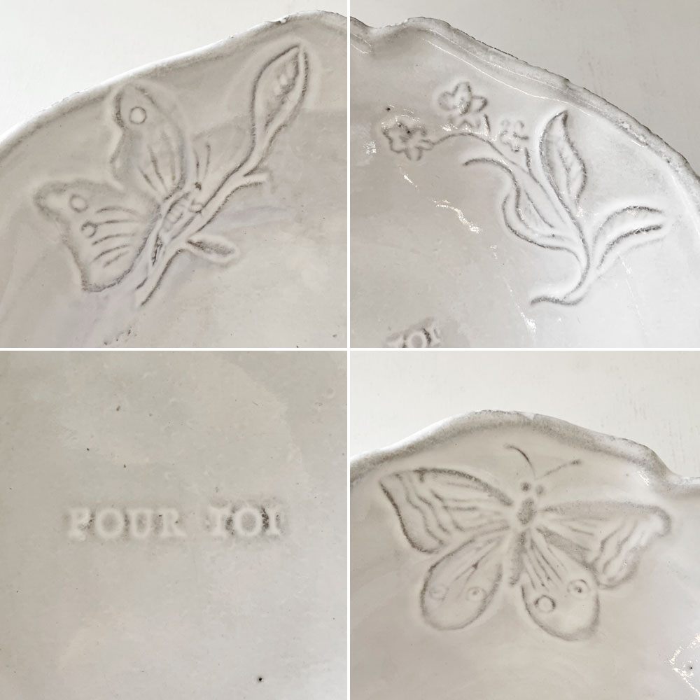 アスティエ・ド・ヴィラット Astier de Villatte フルール Fleurs スモールスーププレート 蝶 19.5cm ナタリー・レテ フランス 定価￥18,150- ◎
