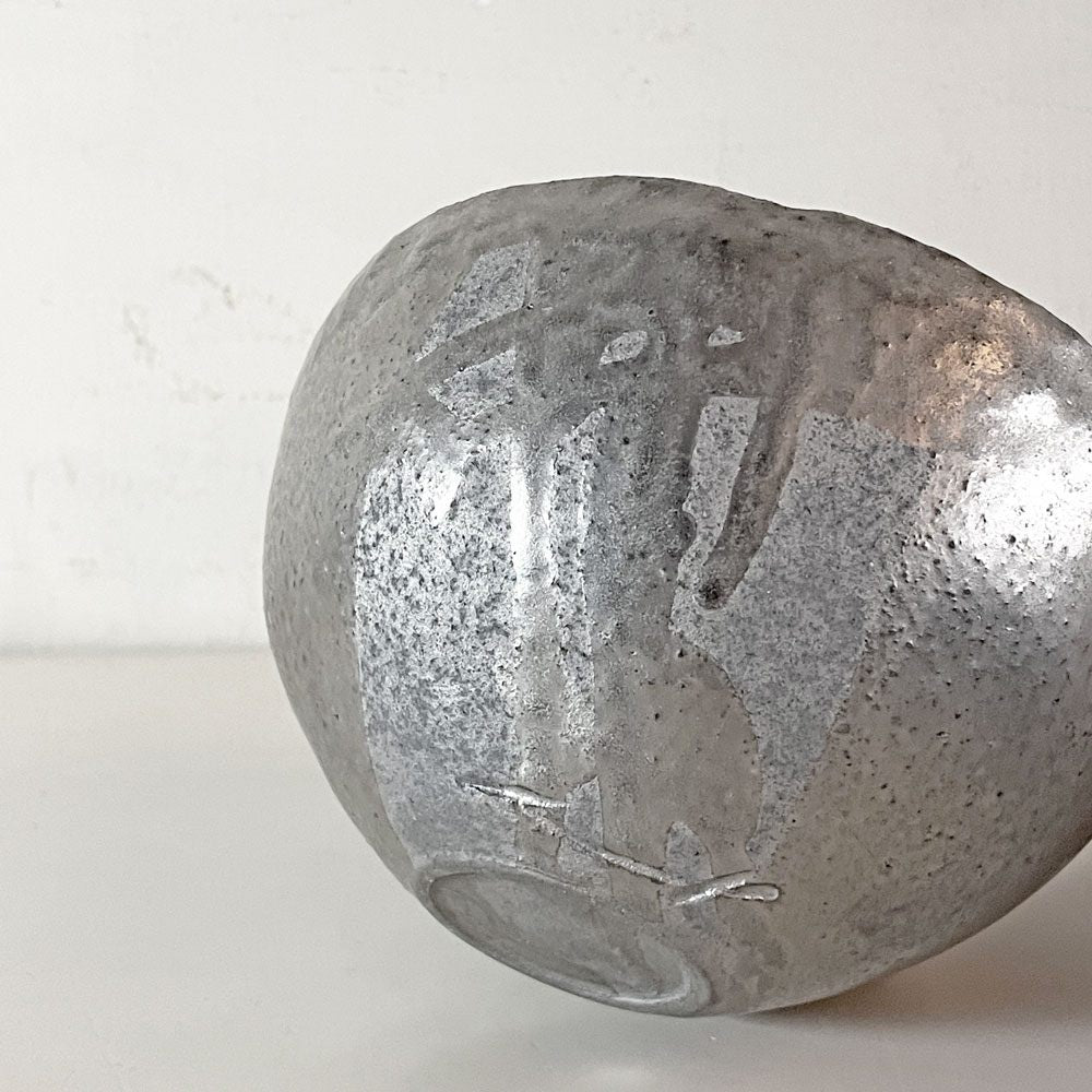 村上躍 銀彩椀 カフェオレボウル W13.5cm 陶芸家 現代作家 ■