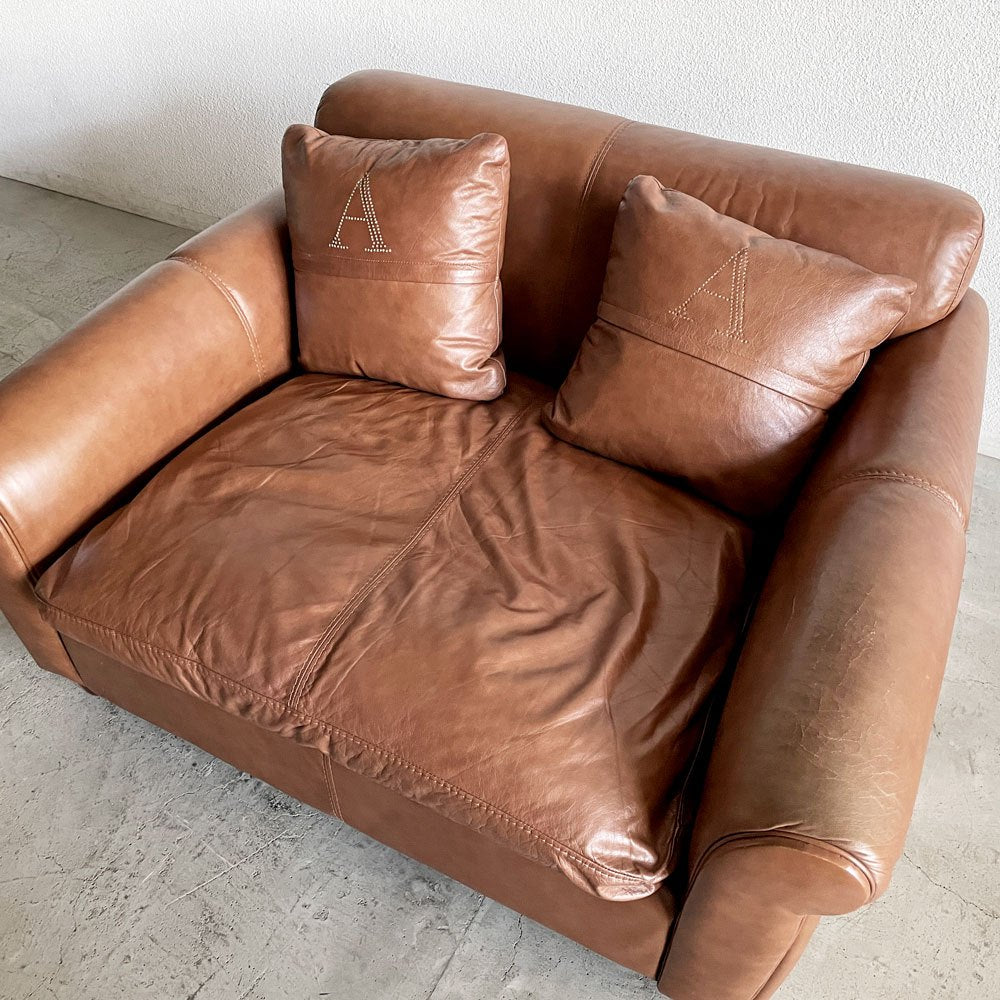 アスプルンド ASPLUND ギル Gil 1.5P ソファ レザー 本革 ブラウン 英国クラシカルデザイン 現行価格￥297,000- 〓