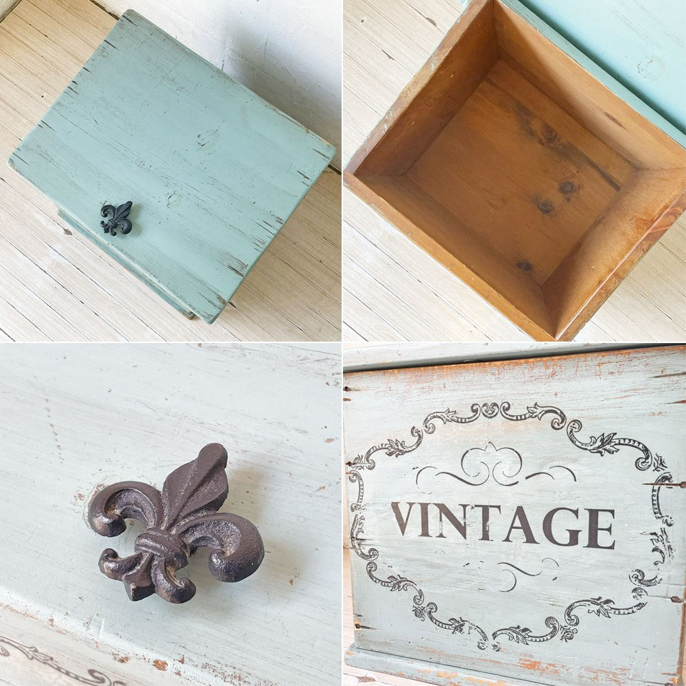 ペインテッド ウッドボックス VINTAGEレター入り 小物入れ シャビーシック 店舗什器 ★